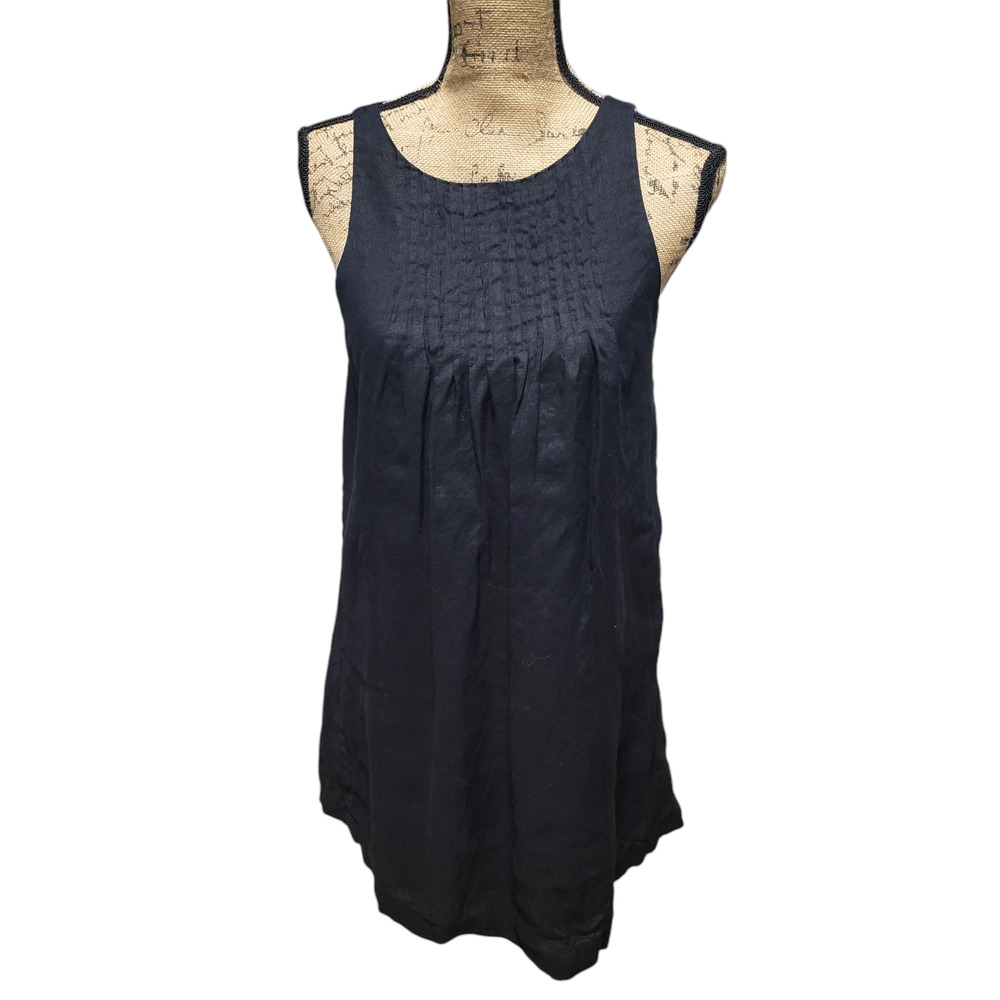 Vineyard Vines black sleeveless midi shift dress with side zip, size 4